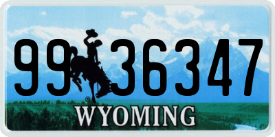 WY license plate 9936347