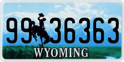 WY license plate 9936363