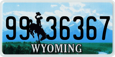 WY license plate 9936367