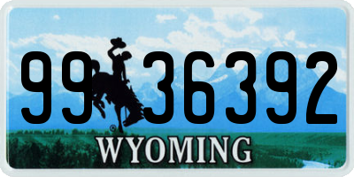 WY license plate 9936392