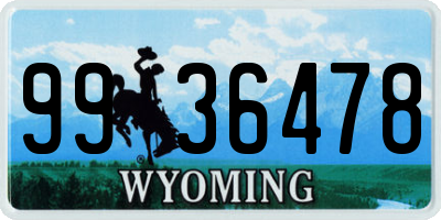 WY license plate 9936478