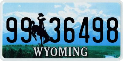 WY license plate 9936498
