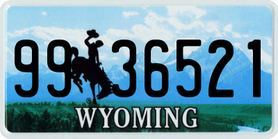 WY license plate 9936521