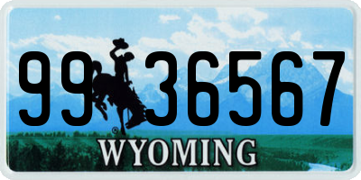 WY license plate 9936567
