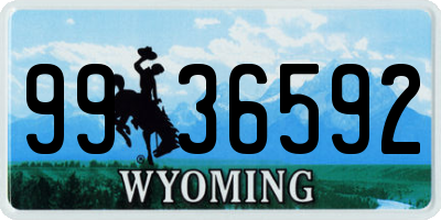 WY license plate 9936592