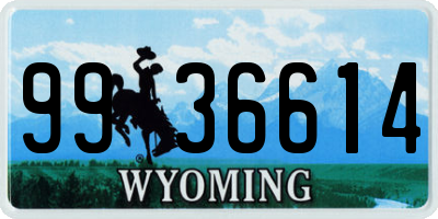 WY license plate 9936614