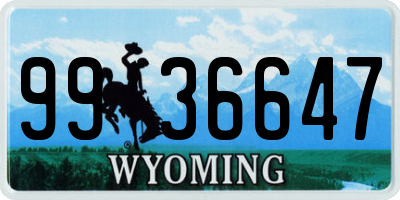 WY license plate 9936647