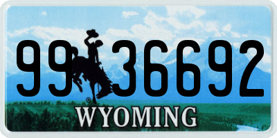 WY license plate 9936692