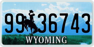 WY license plate 9936743