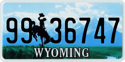 WY license plate 9936747