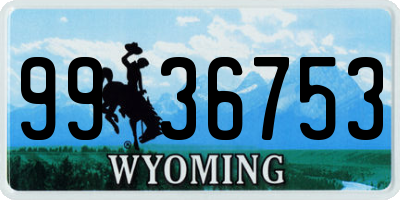 WY license plate 9936753