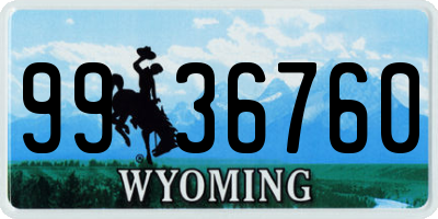 WY license plate 9936760
