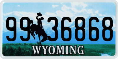 WY license plate 9936868
