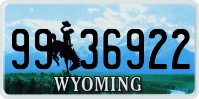 WY license plate 9936922