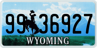 WY license plate 9936927