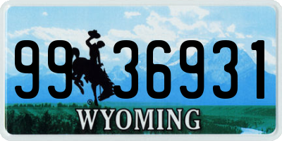 WY license plate 9936931