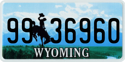 WY license plate 9936960