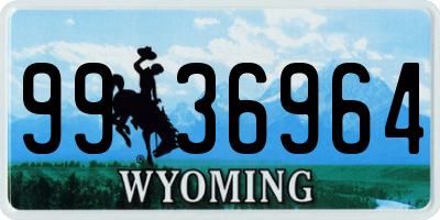WY license plate 9936964