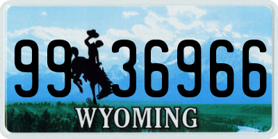 WY license plate 9936966