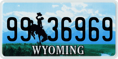 WY license plate 9936969