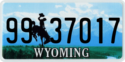 WY license plate 9937017