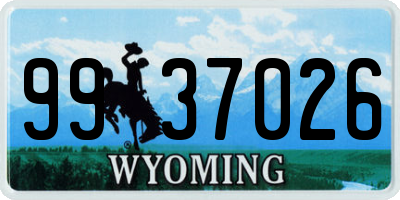 WY license plate 9937026
