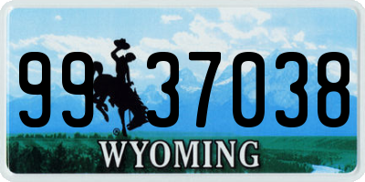 WY license plate 9937038