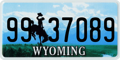 WY license plate 9937089