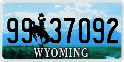 WY license plate 9937092