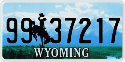 WY license plate 9937217