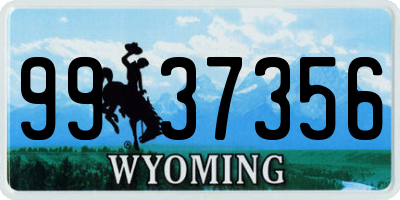 WY license plate 9937356