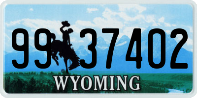 WY license plate 9937402