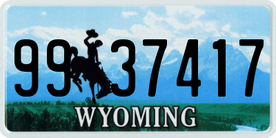 WY license plate 9937417