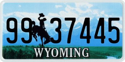 WY license plate 9937445