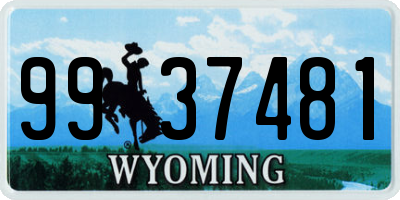 WY license plate 9937481