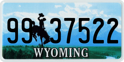 WY license plate 9937522
