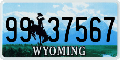 WY license plate 9937567