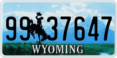 WY license plate 9937647