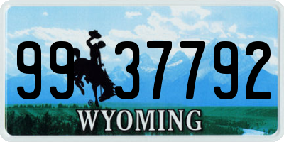 WY license plate 9937792