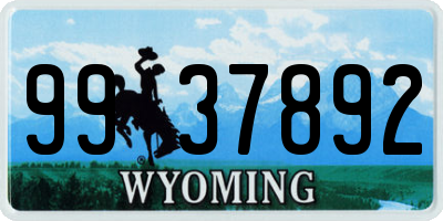 WY license plate 9937892
