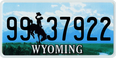 WY license plate 9937922