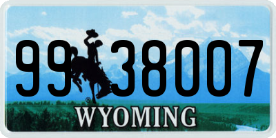 WY license plate 9938007