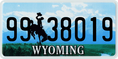 WY license plate 9938019