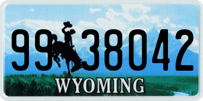 WY license plate 9938042