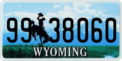 WY license plate 9938060