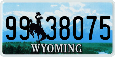 WY license plate 9938075