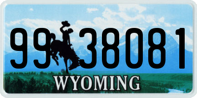 WY license plate 9938081