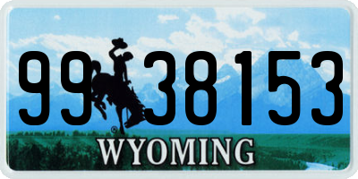 WY license plate 9938153