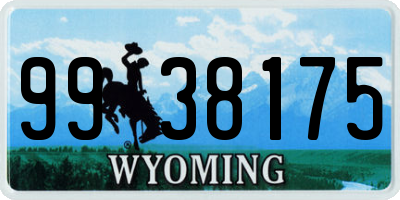 WY license plate 9938175