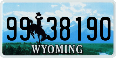 WY license plate 9938190